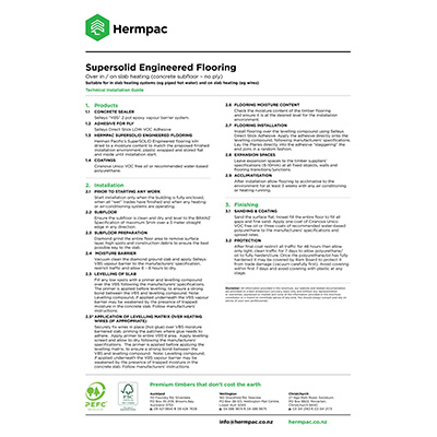 Over Concrete Substrate, Underfloor Heating (No Plywood) Installation Specification