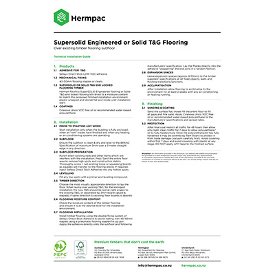 Over Existing Timber Flooring Installation Specification