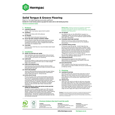 Over Concrete Substrate, Underfloor Heating (With Plywood) Installation Specification