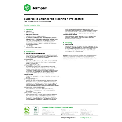 Over Existing Timber Flooring - Pre-coated Installation Specification