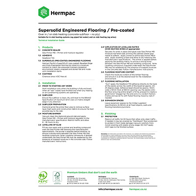Over Concrete Substrate, Underfloor Heating (No Plywood) - Pre-coated Installation Specification