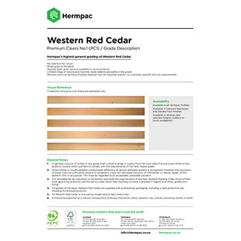 Western Red Cedar Premium Clears No. 1 (PC1)